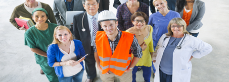 A group of people dressed in their different career outfits